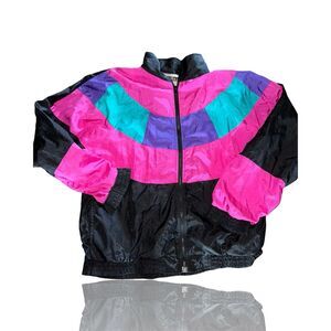 Vintage Womens Colorblock Windbreaker Jacket by Longstreet Missy Multicolor